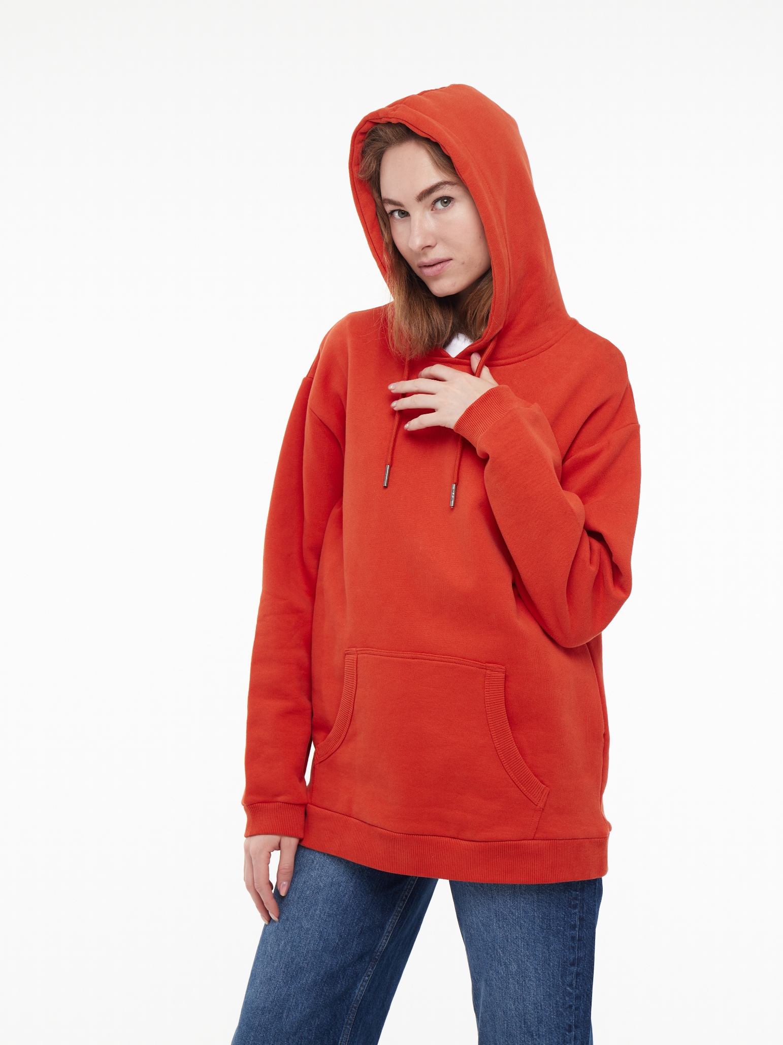Худі жіночий помаранчевий Oversized без блискавки | Women's Orange Oversized No Zip Hoodie