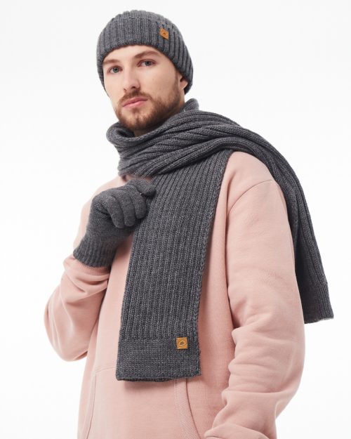 Шарф в’язаний чоловічий Gerda wem темно-сірого кольору | Gerda wem dark gray men's knitted scarf