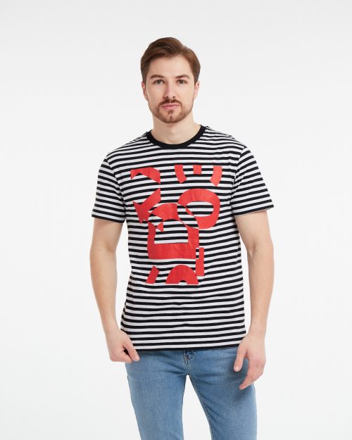 Футболка regular чоловіча у смужку з абстрактною аплікацією | T-shirt men’s regular Stripes Abstraction