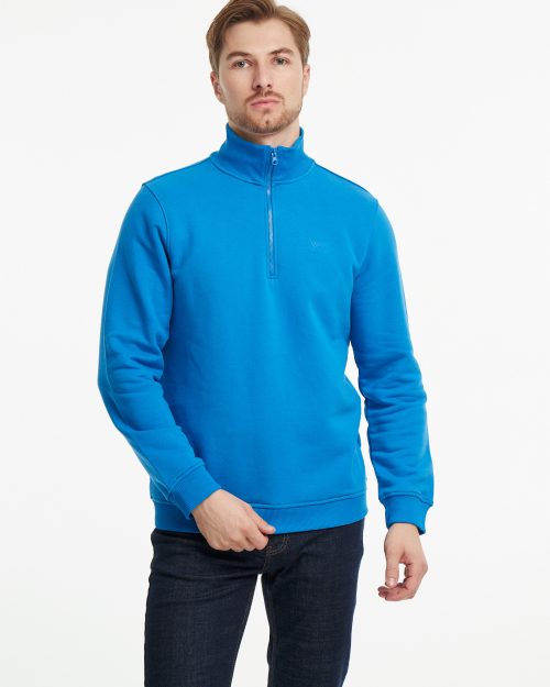Світшот чоловічий півзіп Regular Fit блакитний кобальт WEM Colors of Spell | Men's blue sweatshirt Regular Fit with Half Zip WEM Colors of Spell