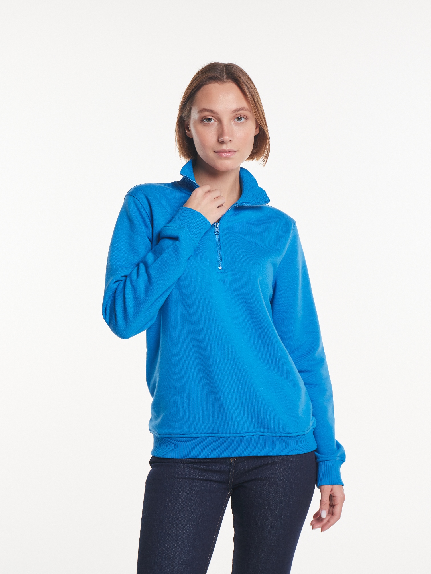 Світшот унісекс півзіп Regular Fit блакитний кобальт WEM Colors of Spell | Unisex blue sweatshirt Regular Fit with Half Zip WEM Colors of Spell